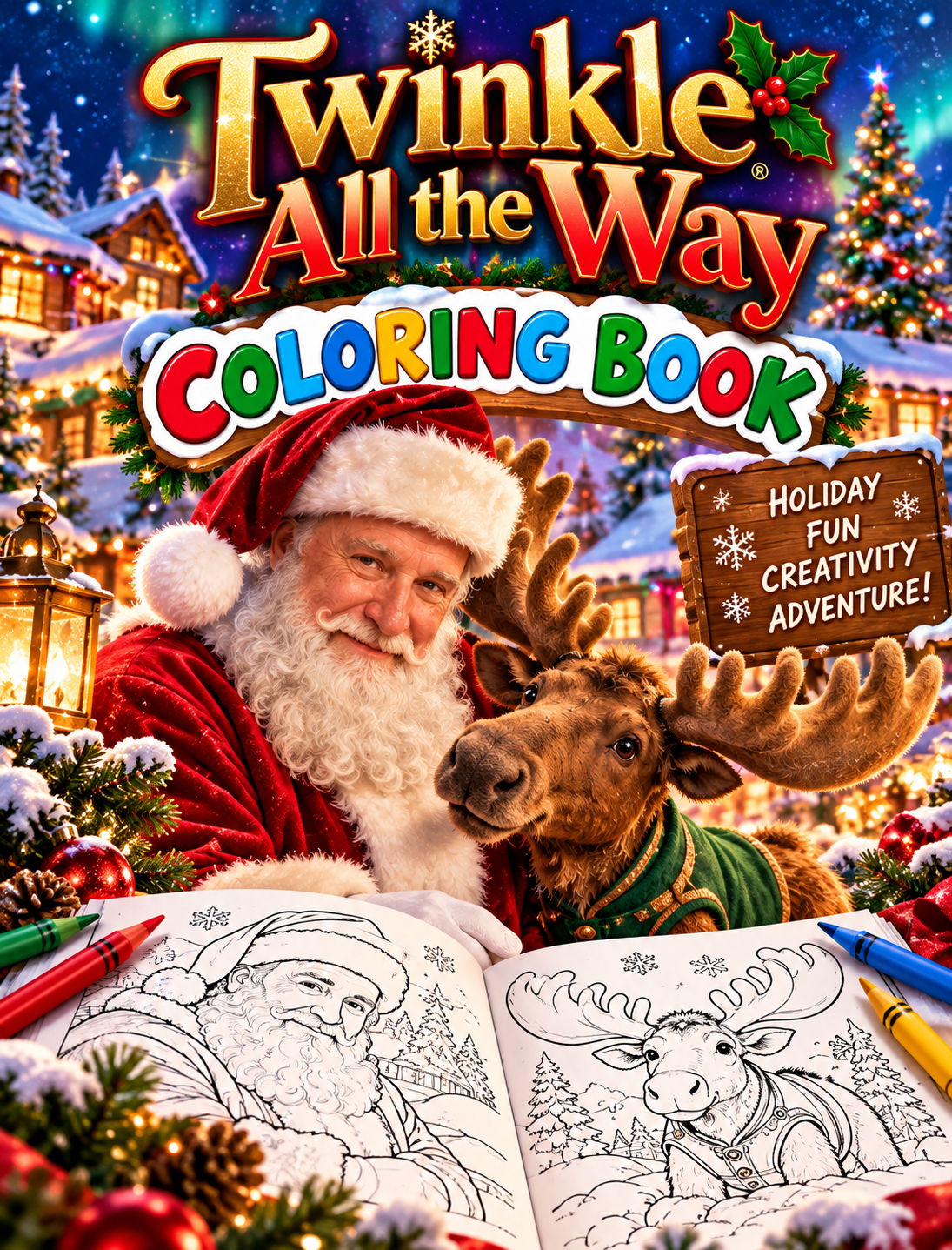 Holiday coloring book artwork