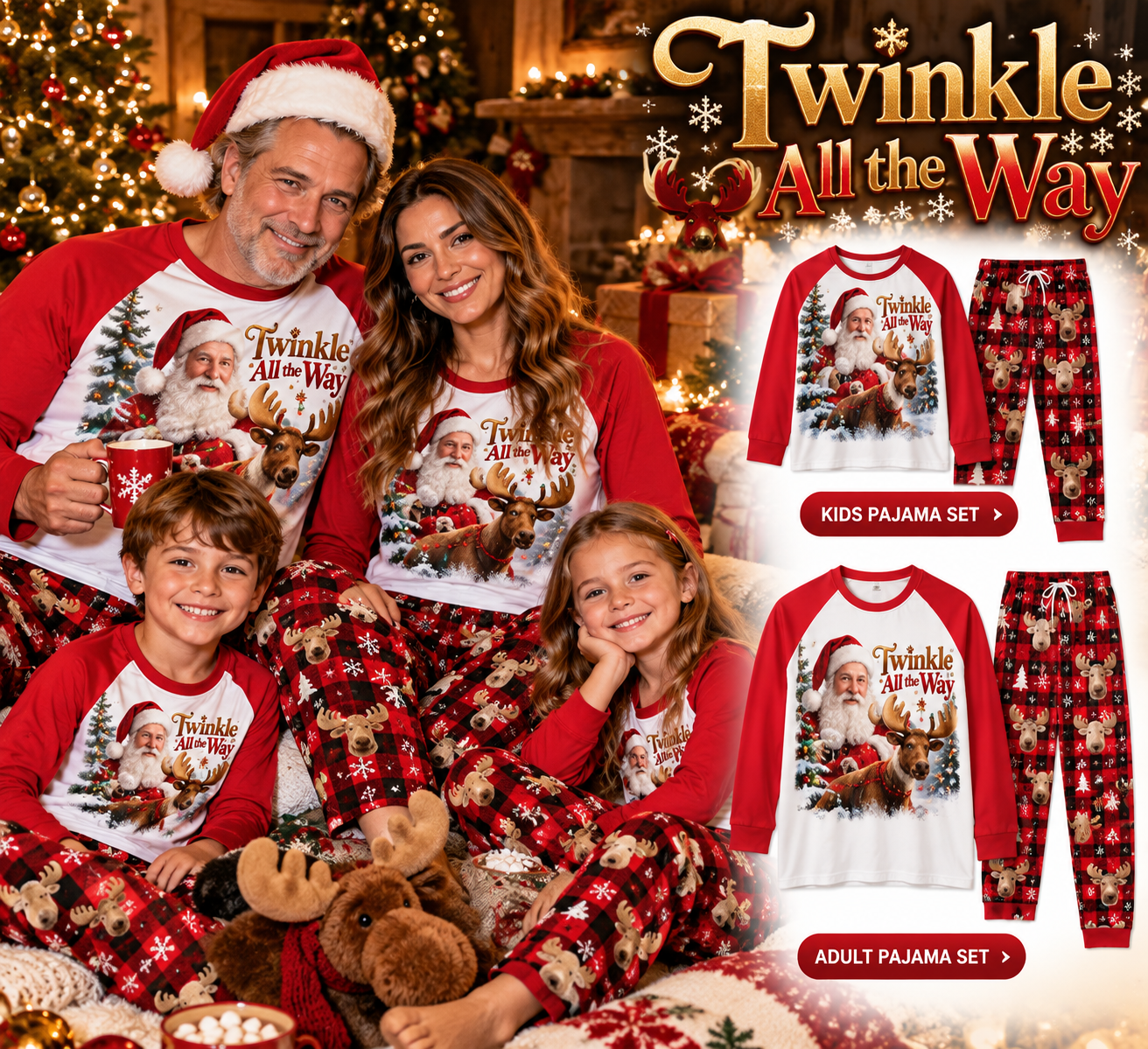 Family pajamas merchandise showcase
